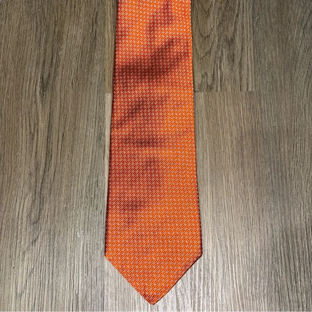 Gitman Bros Tie‎ 100% Silk Orange Geometric USA Made Mens 56